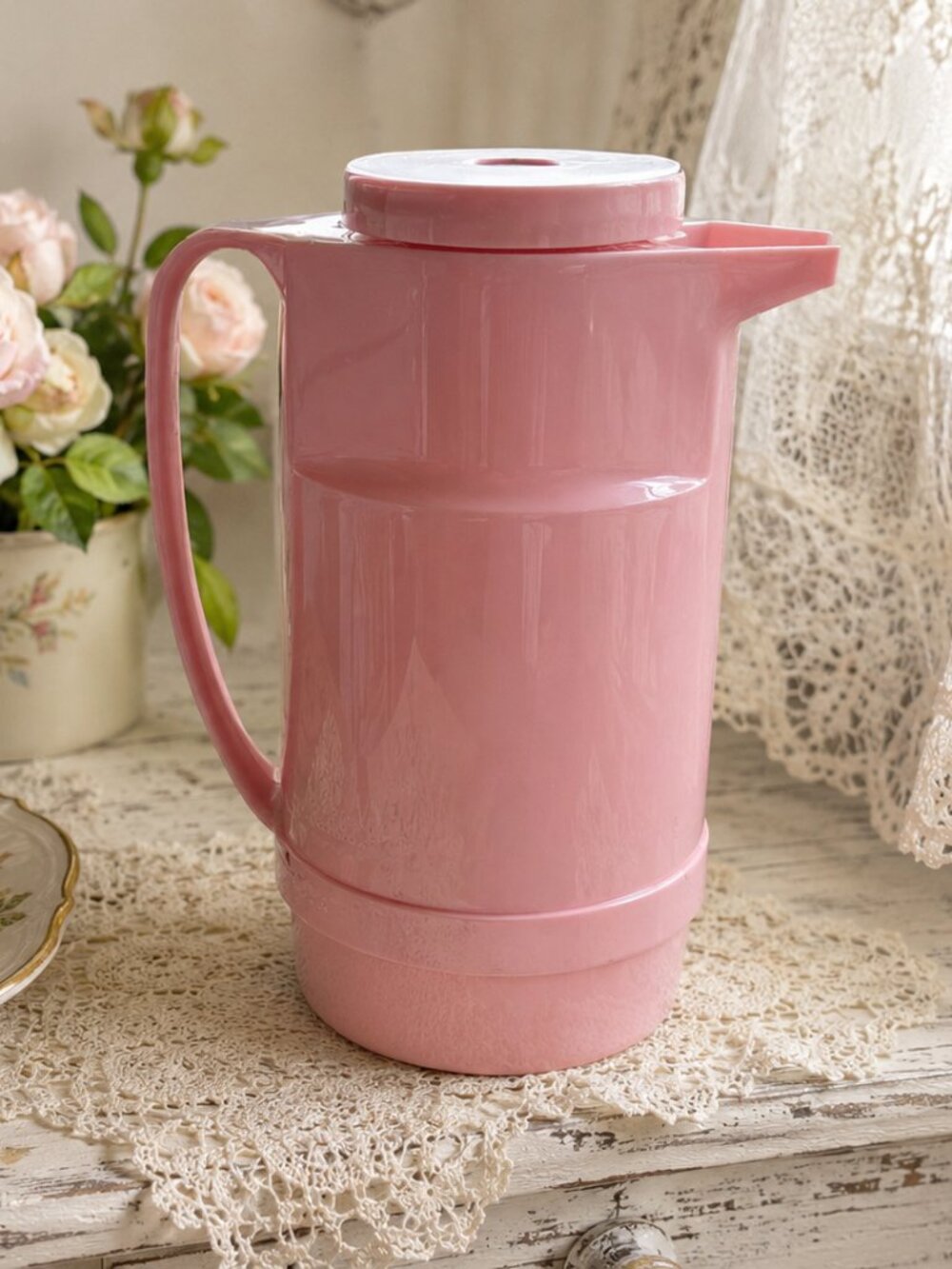 Vintage Pink Thermal Carafe Retro Insulated Coffee Tea Server Pitche